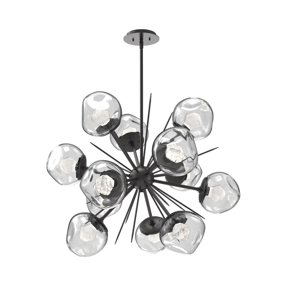 Luna Starburst Clear LED Chandelier in Graphite/Zircon Crystal (32-Inch).