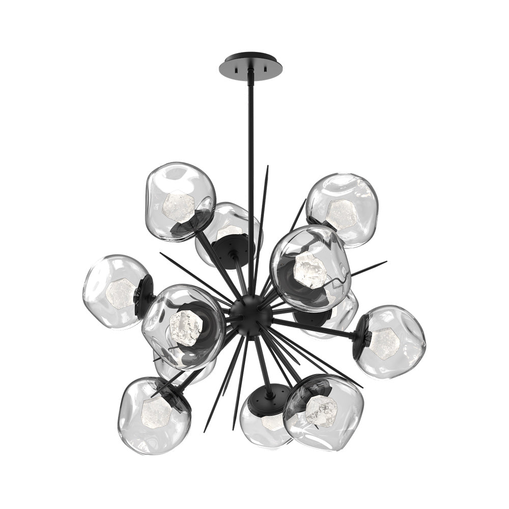 Luna Starburst Clear LED Chandelier in Matte Black/Zircon Crystal (32-Inch).