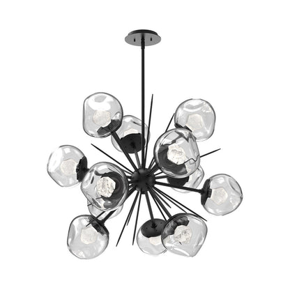 Luna Starburst Clear LED Chandelier in Matte Black/Zircon Crystal (32-Inch).