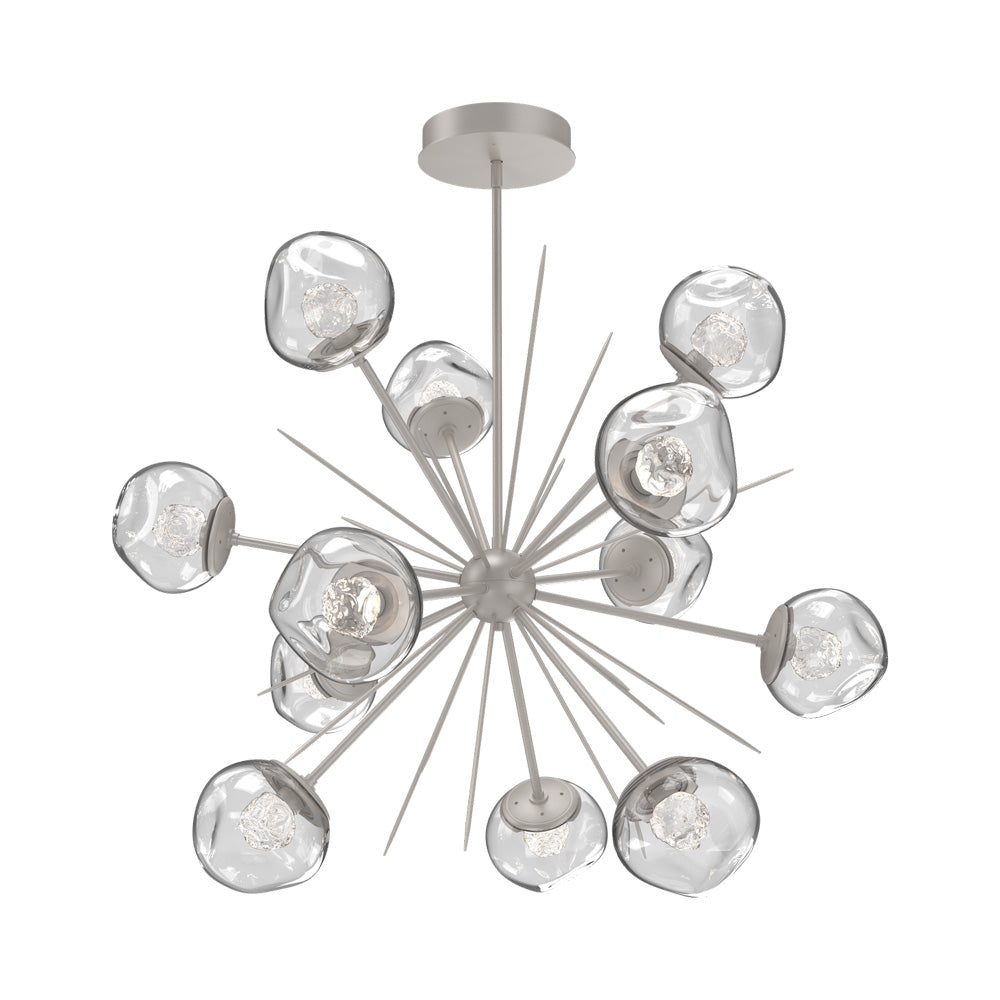 Luna Starburst Clear LED Chandelier in Beige Silver/Floret Crystal (40-Inch).