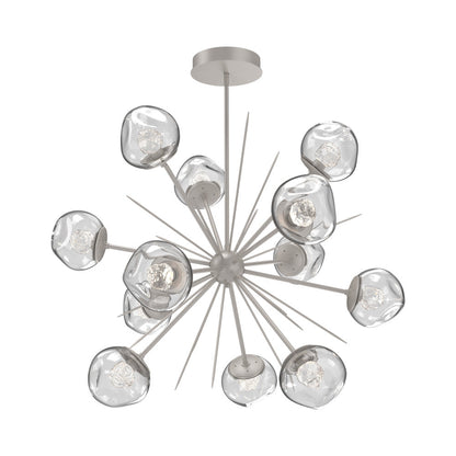 Luna Starburst Clear LED Chandelier in Beige Silver/Floret Crystal (40-Inch).