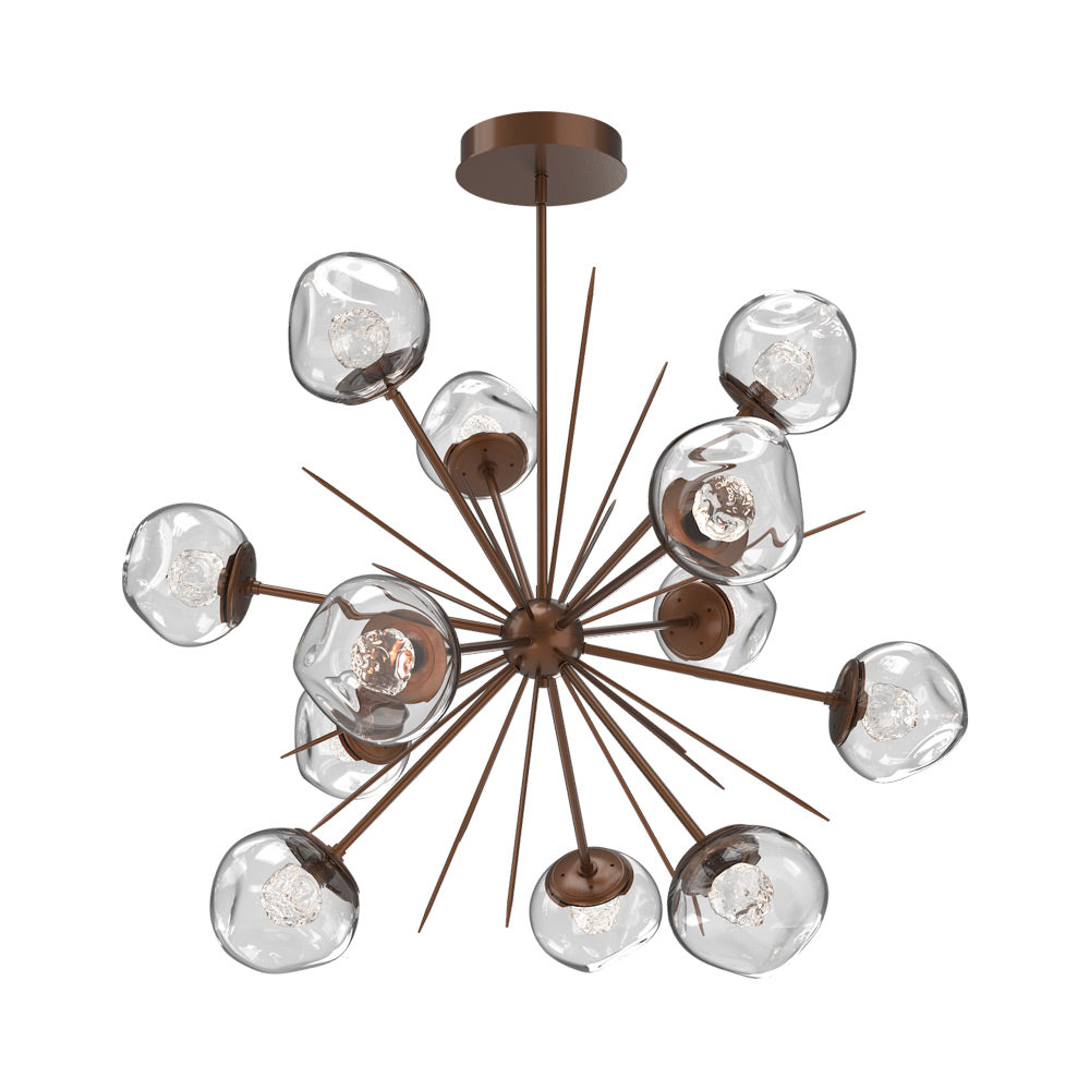 Luna Starburst Clear LED Chandelier in Burnished Bronze/Floret Crystal (40-Inch).