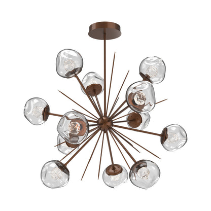 Luna Starburst Clear LED Chandelier in Burnished Bronze/Floret Crystal (40-Inch).