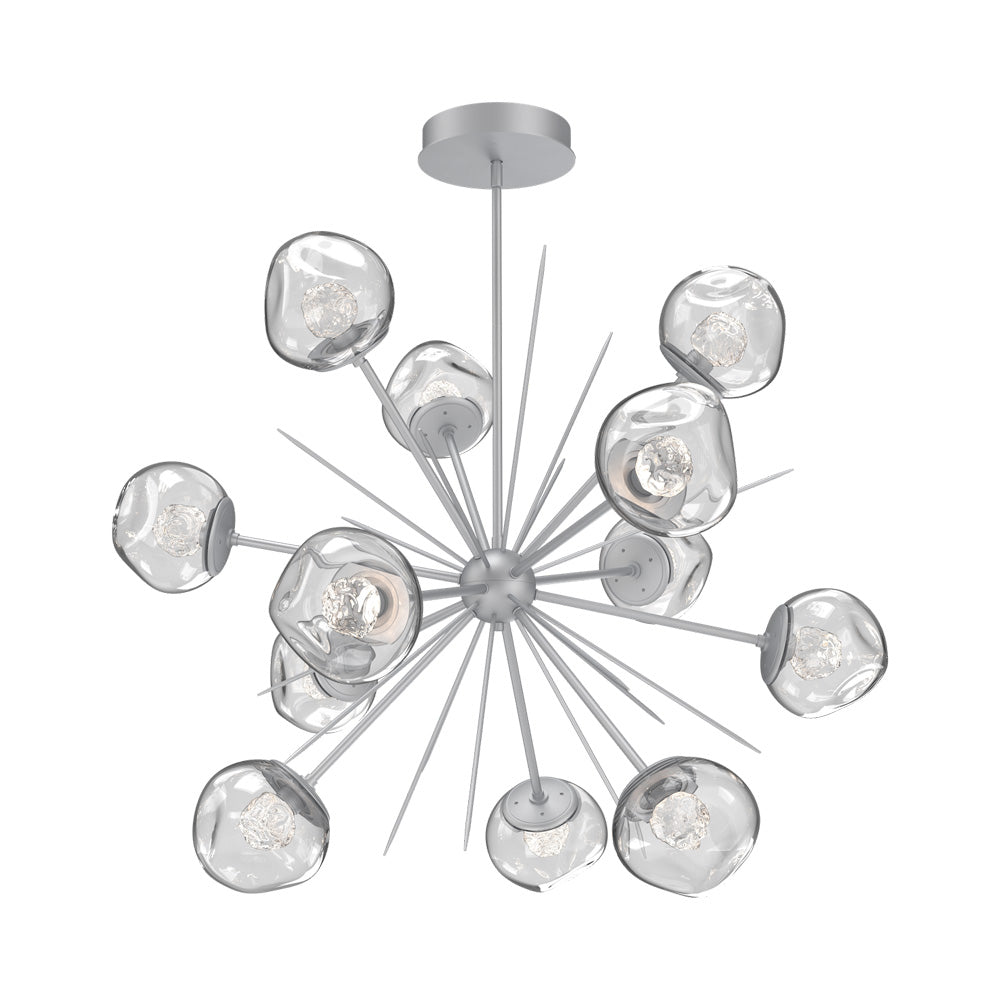 Luna Starburst Clear LED Chandelier in Classic Silver/Floret Crystal (40-Inch).