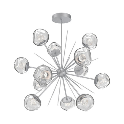 Luna Starburst Clear LED Chandelier in Classic Silver/Floret Crystal (40-Inch).