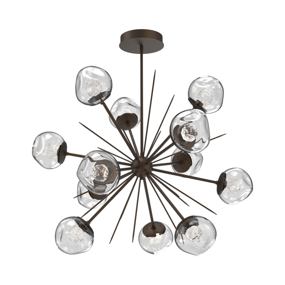 Luna Starburst Clear LED Chandelier in Flat Bronze/Floret Crystal (40-Inch).