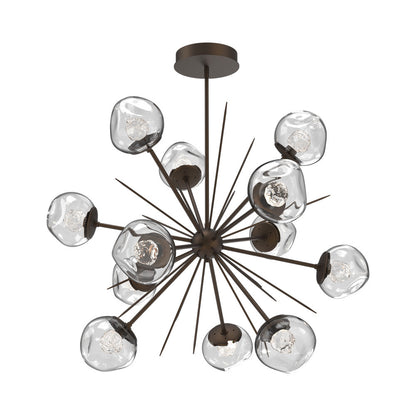 Luna Starburst Clear LED Chandelier in Flat Bronze/Floret Crystal (40-Inch).