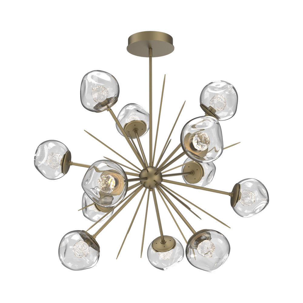 Luna Starburst Clear LED Chandelier in Gilded Brass/Floret Crystal (40-Inch).