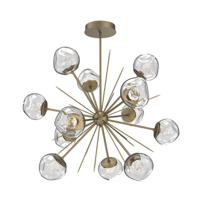 Luna Starburst Clear LED Chandelier in Gilded Brass/Floret Crystal (40-Inch).