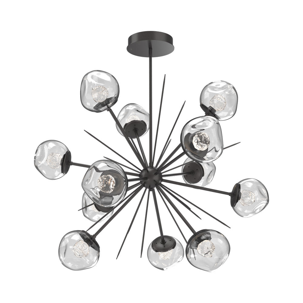Luna Starburst Clear LED Chandelier in Graphite/Floret Crystal (40-Inch).