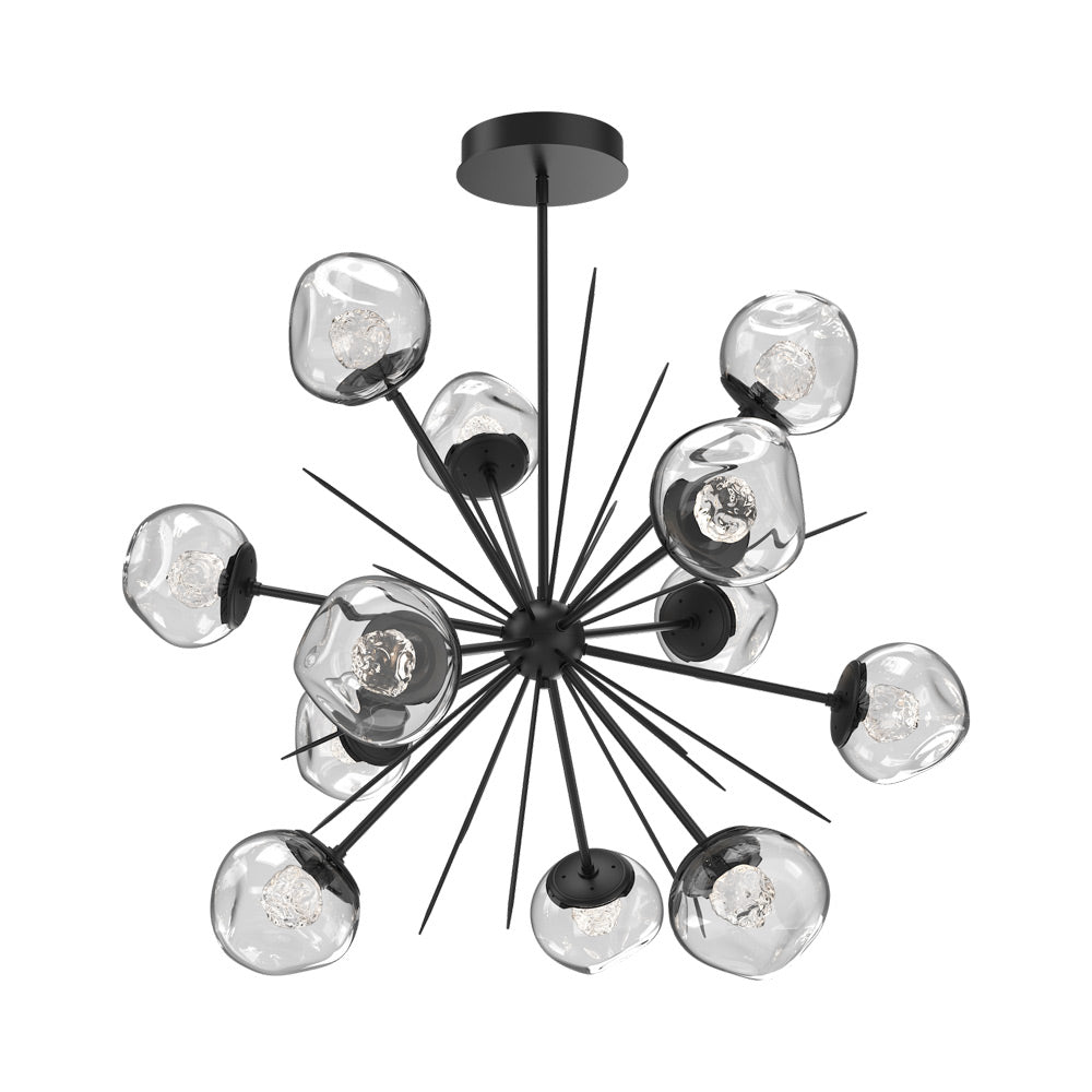 Luna Starburst Clear LED Chandelier in Matte Black/Floret Crystal (40-Inch).
