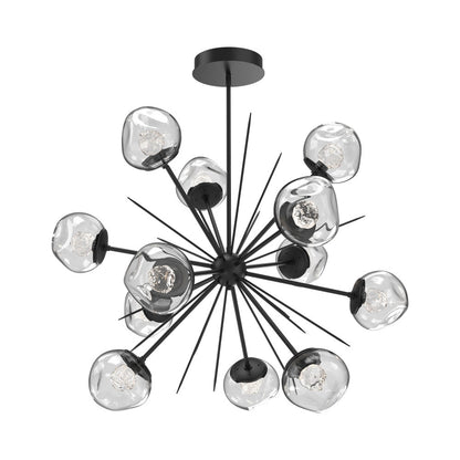 Luna Starburst Clear LED Chandelier in Matte Black/Floret Crystal (40-Inch).