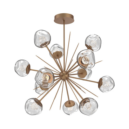 Luna Starburst Clear LED Chandelier in Novel Brass/Floret Crystal (40-Inch).
