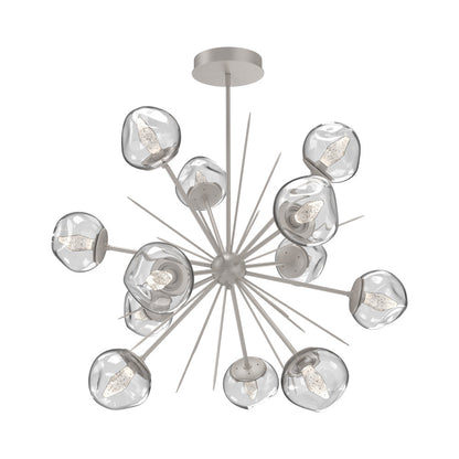 Luna Starburst Clear LED Chandelier in Beige Silver/Geo Crystal (40-Inch).