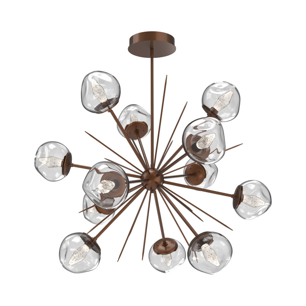 Luna Starburst Clear LED Chandelier in Burnished Bronze/Geo Crystal (40-Inch).