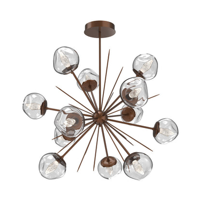 Luna Starburst Clear LED Chandelier in Burnished Bronze/Geo Crystal (40-Inch).