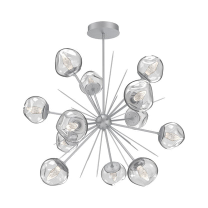 Luna Starburst Clear LED Chandelier in Classic Silver/Geo Crystal (40-Inch).