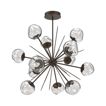 Luna Starburst Clear LED Chandelier in Flat Bronze/Geo Crystal (40-Inch).
