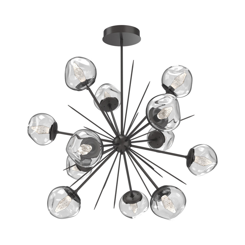 Luna Starburst Clear LED Chandelier in Graphite/Geo Crystal (40-Inch).