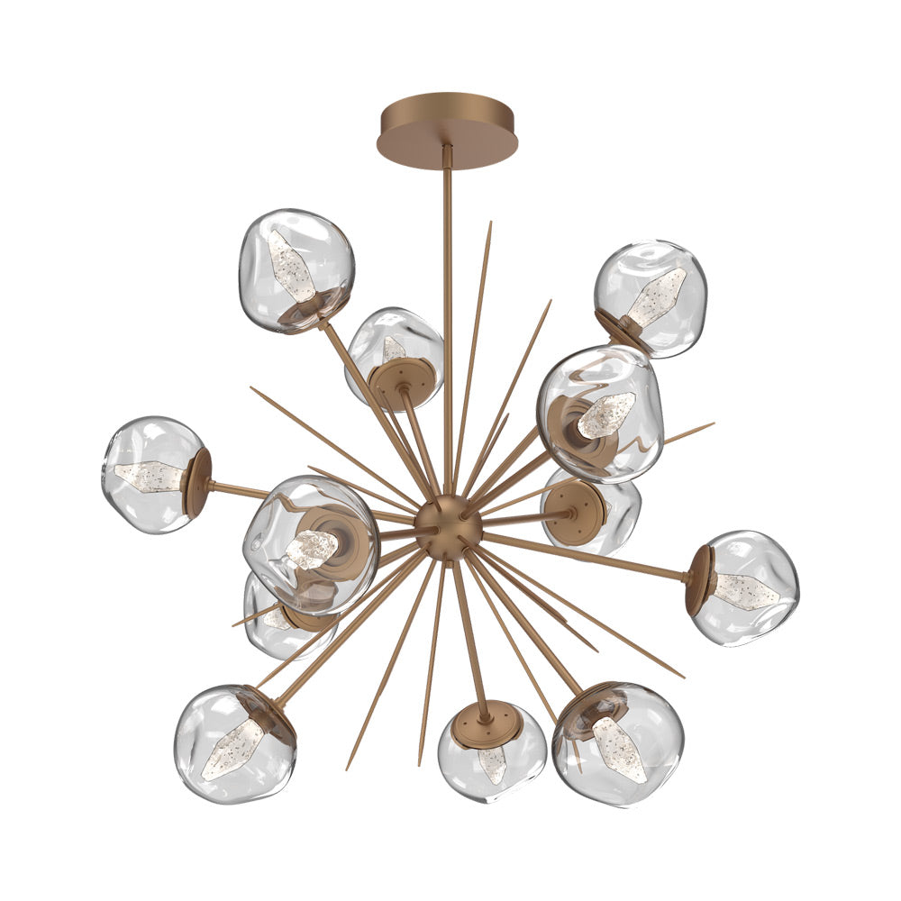 Luna Starburst Clear LED Chandelier in Novel Brass/Geo Crystal (40-Inch).