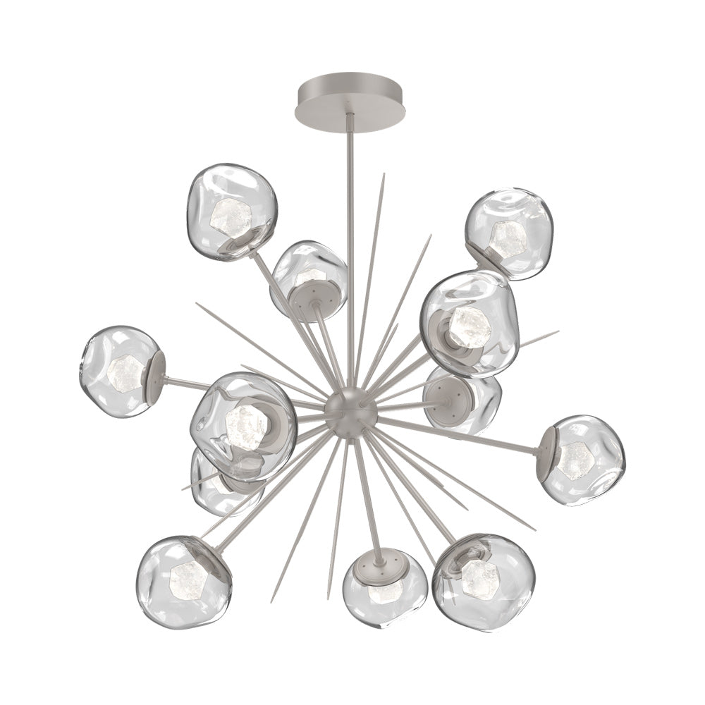 Luna Starburst Clear LED Chandelier in Beige Silver/Zircon Crystal (40-Inch).