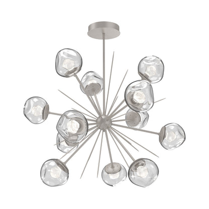 Luna Starburst Clear LED Chandelier in Beige Silver/Zircon Crystal (40-Inch).