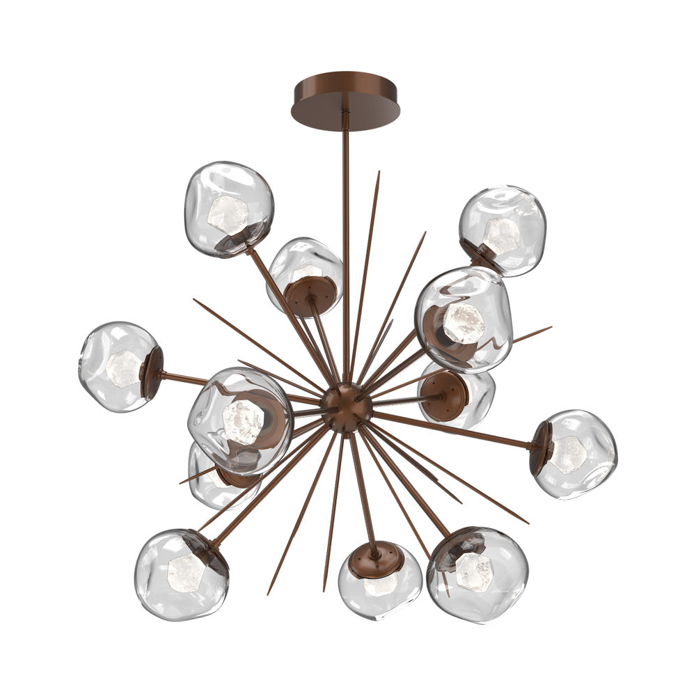 Luna Starburst Clear LED Chandelier in Burnished Bronze/Zircon Crystal (40-Inch).