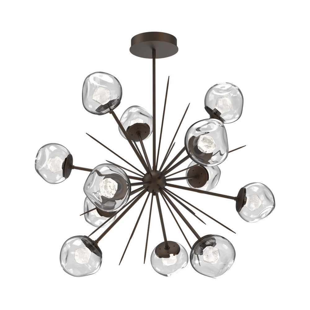 Luna Starburst Clear LED Chandelier in Flat Bronze/Zircon Crystal (40-Inch).