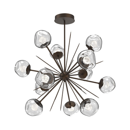 Luna Starburst Clear LED Chandelier in Flat Bronze/Zircon Crystal (40-Inch).