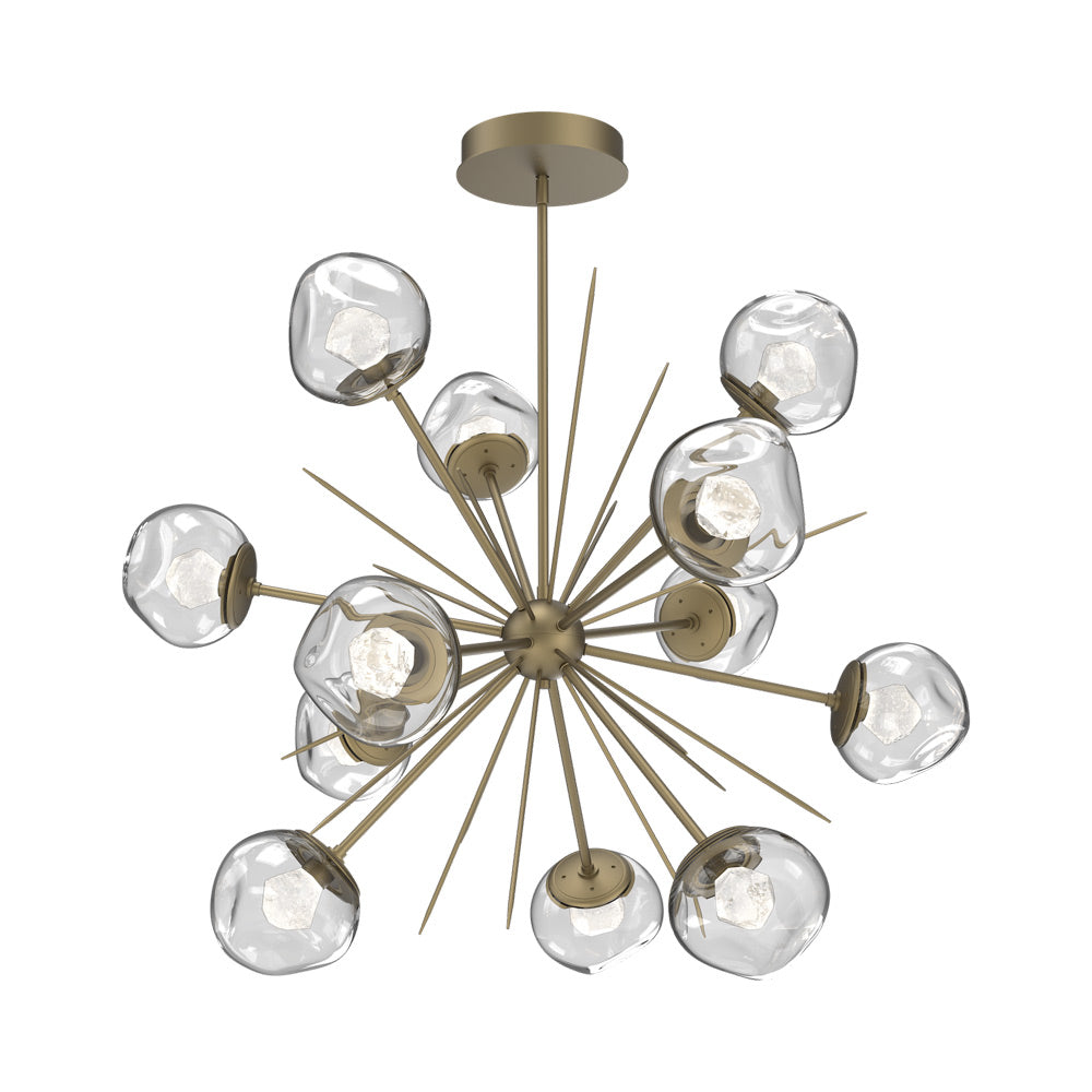 Luna Starburst Clear LED Chandelier in Gilded Brass/Zircon Crystal (40-Inch).