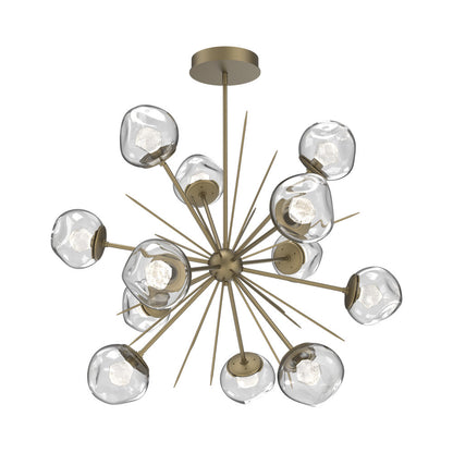 Luna Starburst Clear LED Chandelier in Gilded Brass/Zircon Crystal (40-Inch).