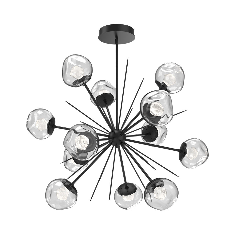 Luna Starburst Clear LED Chandelier in Matte Black/Zircon Crystal (40-Inch).