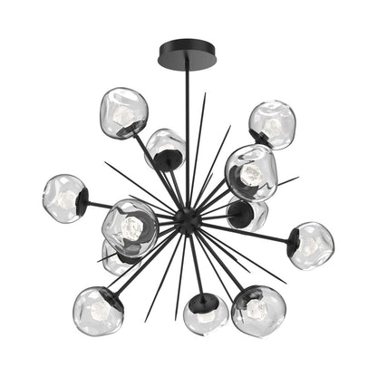 Luna Starburst Clear LED Chandelier in Matte Black/Zircon Crystal (40-Inch).