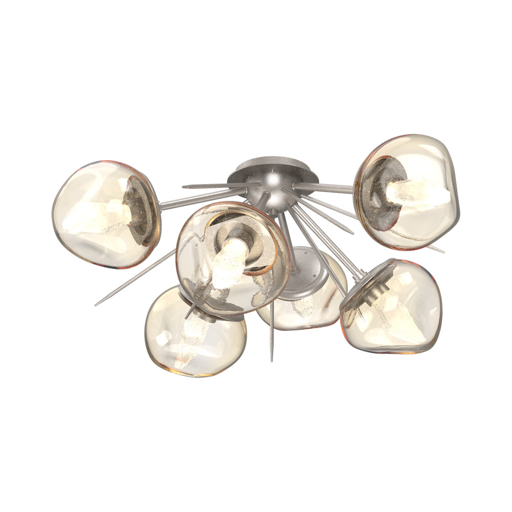 Luna Starburst LED Flush Mount Ceiling Light in Beige Silver/Amber (Geo Crystal).