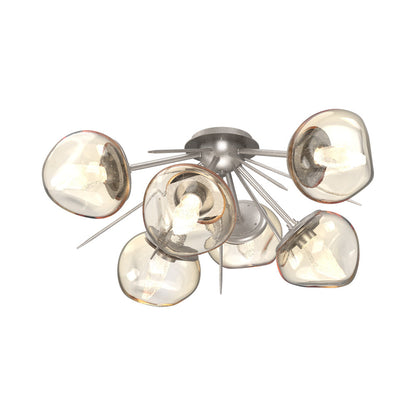 Luna Starburst LED Flush Mount Ceiling Light in Beige Silver/Amber (Geo Crystal).