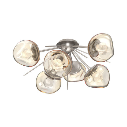 Luna Starburst LED Flush Mount Ceiling Light in Beige Silver/Amber (Zircon Crystal).