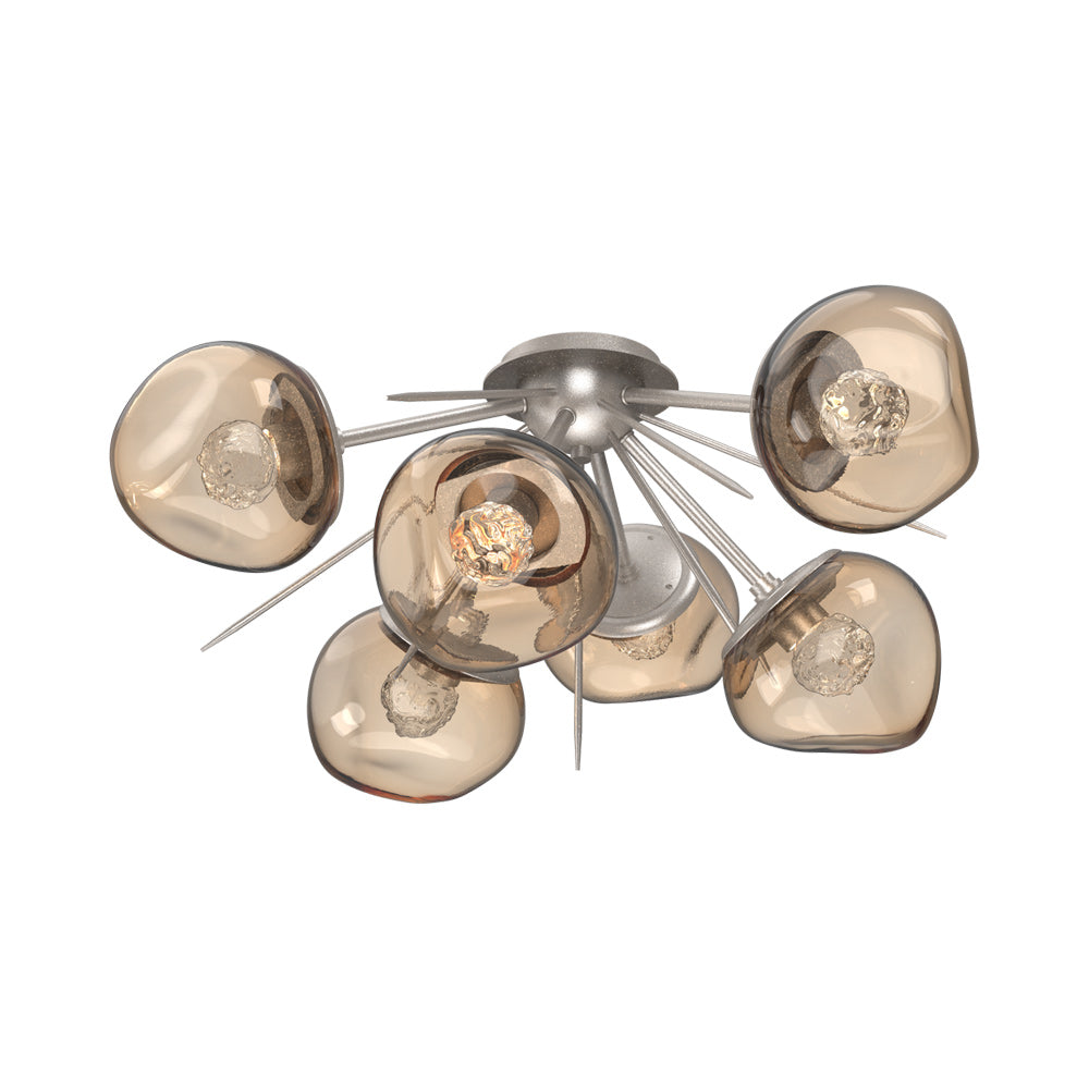 Luna Starburst LED Flush Mount Ceiling Light in Beige Silver/Bronze (Floret Crystal).