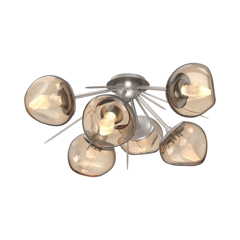Luna Starburst LED Flush Mount Ceiling Light in Beige Silver/Bronze (Geo Crystal).