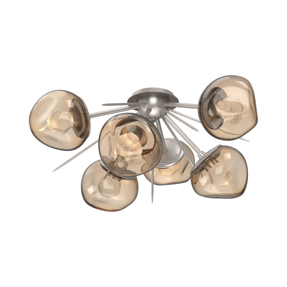 Luna Starburst LED Flush Mount Ceiling Light in Beige Silver/Bronze (Zircon Crystal).