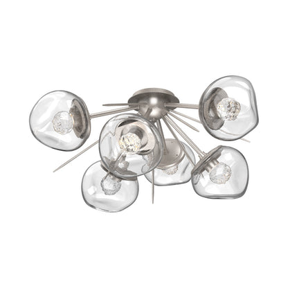Luna Starburst LED Flush Mount Ceiling Light in Beige Silver/Clear (Floret Crystal).