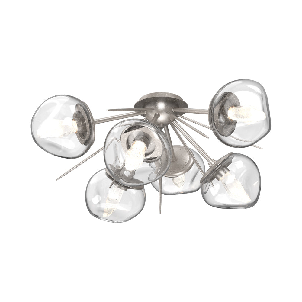 Luna Starburst LED Flush Mount Ceiling Light in Beige Silver/Clear (Geo Crystal).
