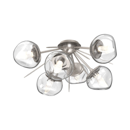 Luna Starburst LED Flush Mount Ceiling Light in Beige Silver/Clear (Geo Crystal).