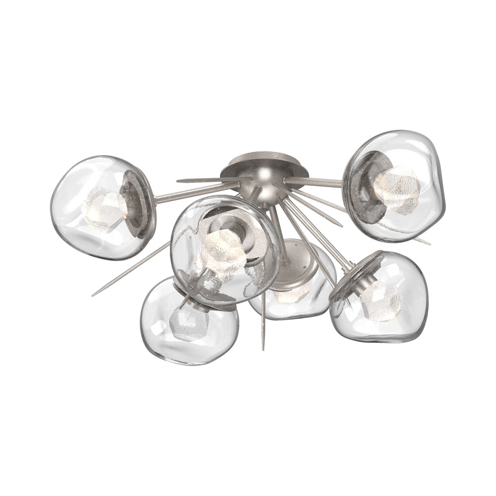 Luna Starburst LED Flush Mount Ceiling Light in Beige Silver/Clear (Zircon Crystal).