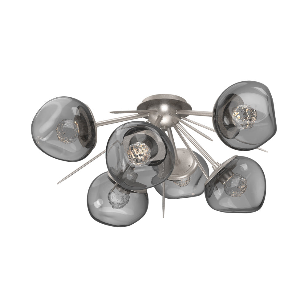 Luna Starburst LED Flush Mount Ceiling Light in Beige Silver/Smoke (Floret Crystal).