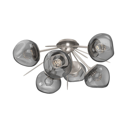 Luna Starburst LED Flush Mount Ceiling Light in Beige Silver/Smoke (Floret Crystal).