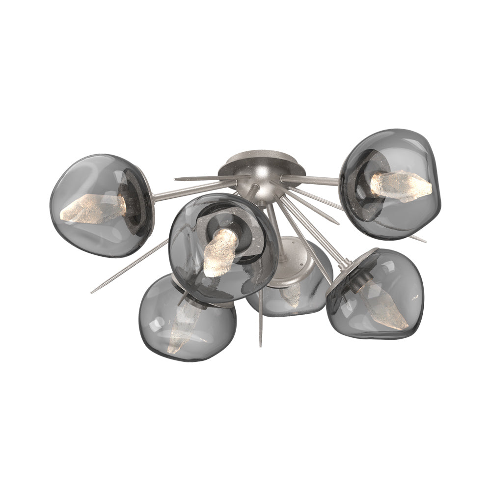Luna Starburst LED Flush Mount Ceiling Light in Beige Silver/Smoke (Geo Crystal).