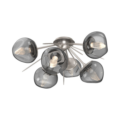 Luna Starburst LED Flush Mount Ceiling Light in Beige Silver/Smoke (Geo Crystal).