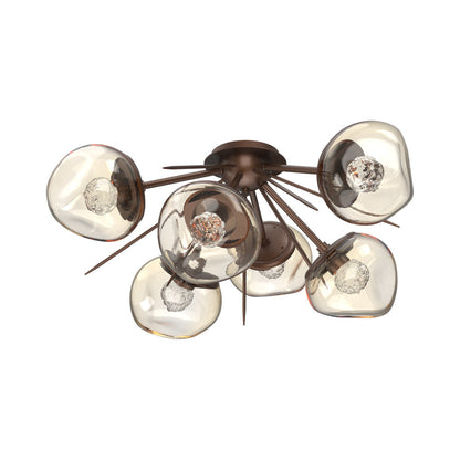 Luna Starburst LED Flush Mount Ceiling Light in Burnished Bronze/Amber (Floret Crystal).