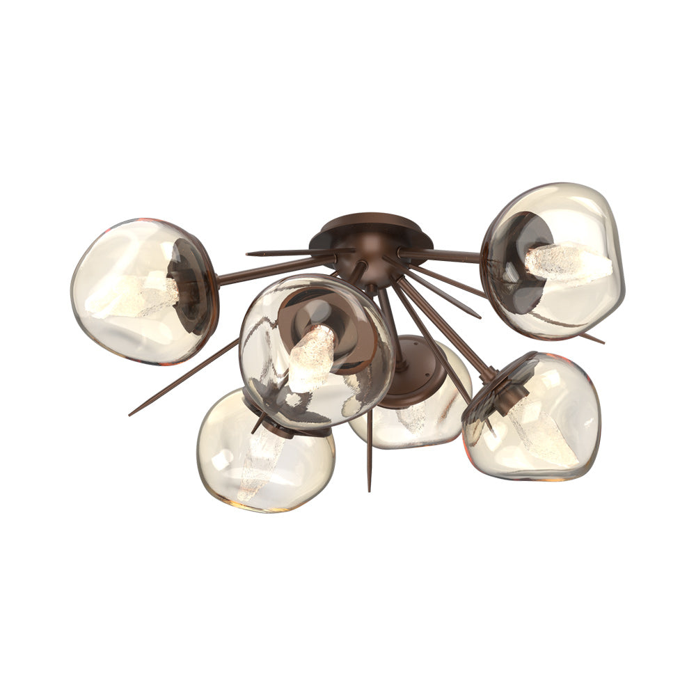 Luna Starburst LED Flush Mount Ceiling Light in Burnished Bronze/Amber (Geo Crystal).