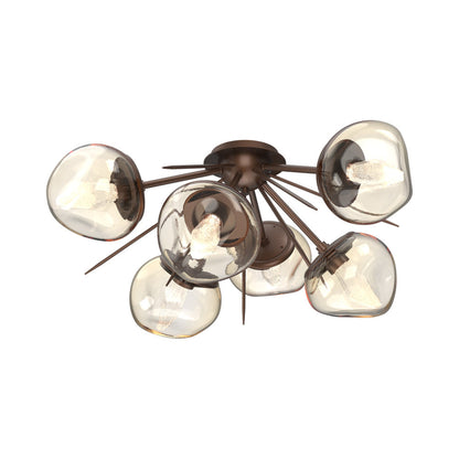 Luna Starburst LED Flush Mount Ceiling Light in Burnished Bronze/Amber (Geo Crystal).